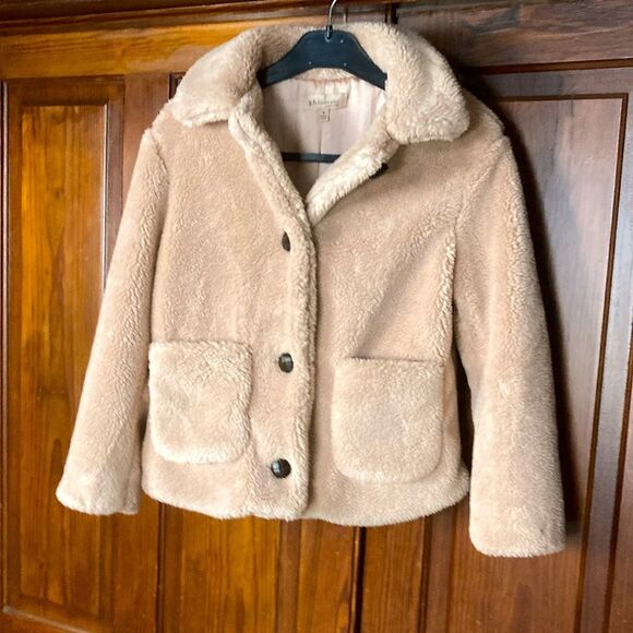 Philosophy Jackets & Blazers - Philosophy light pink collared pockets faux fur teddy jacket Sz M wood buttons